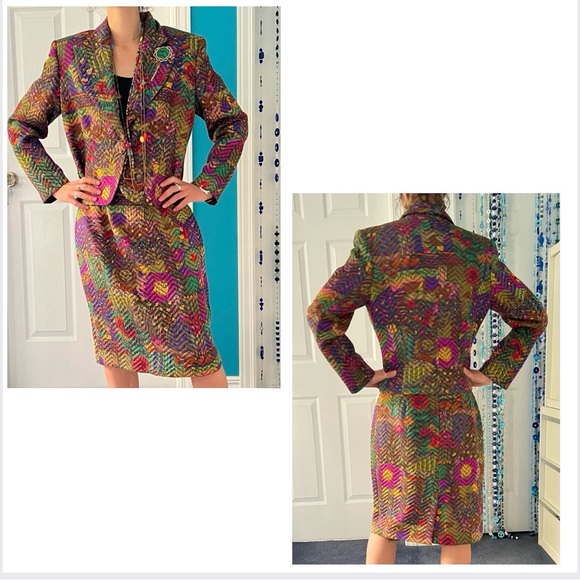 Haute Couture Écaille Paris multicoloured  embellished wool & silk brocade - Picture 12 of 16